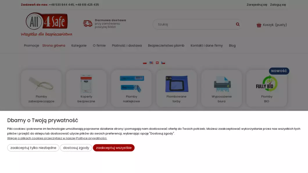 Plomby i koperty zabezpieczające | Sklep internetowy All4Safe