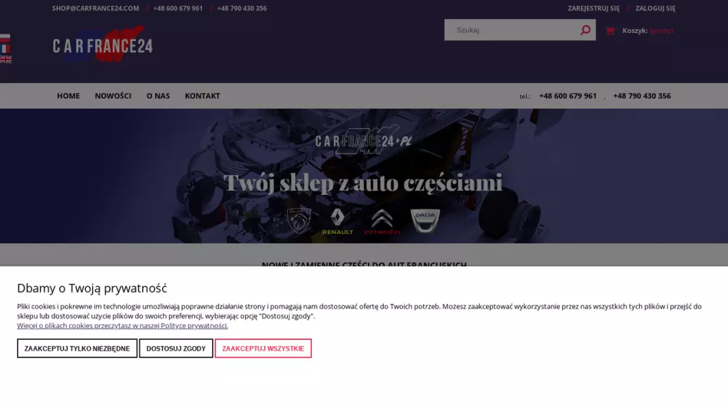 Sklep z częściami do samochodów francuskich Carfrance24